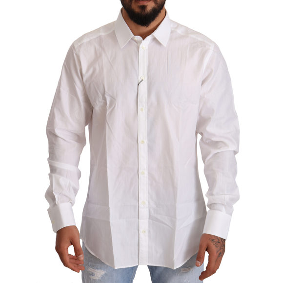Dolce & Gabbana Other - Dolce & Gabbana White Cotton Slim Fit Men MARTINI Shirt